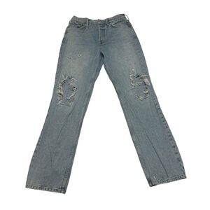 Free People Women's Blue Jeans Distressed Straight Leg Size 29 12” Rise